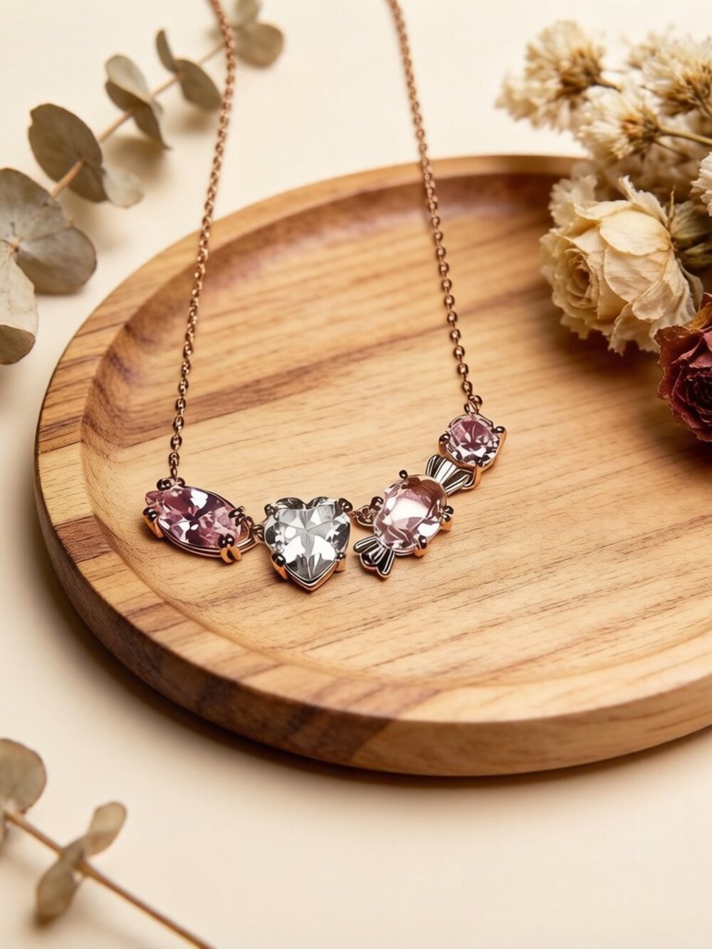 Swarovski Gema pink candy heart necklace